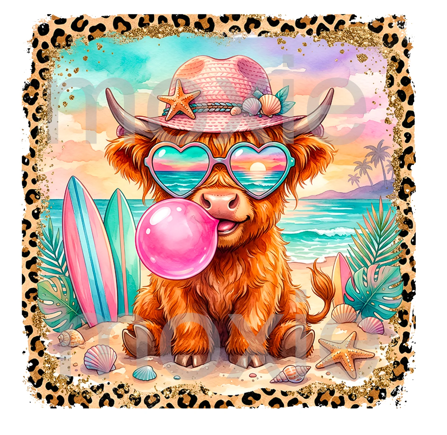 Beach Bubble Cow Decal & Acrylic Blank COMBO