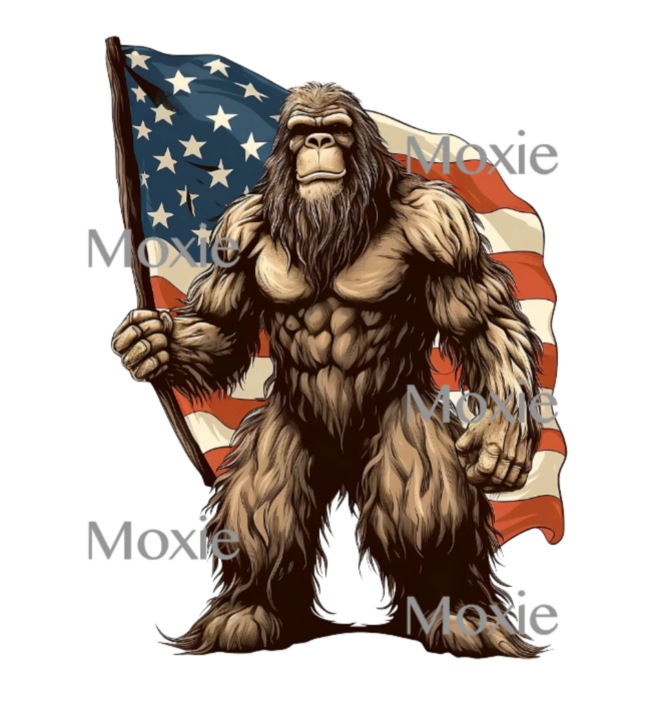 Bigfoot USA Flag UV DTF Transfer