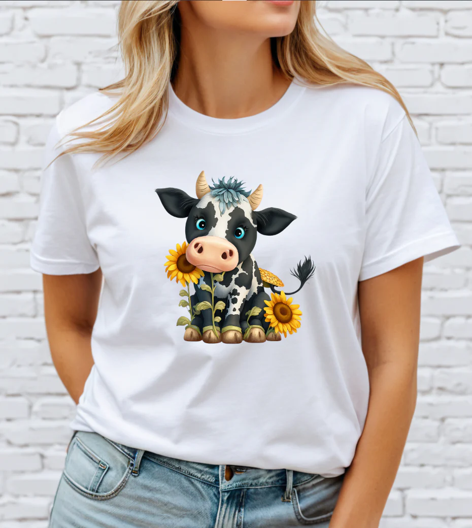 Black White COW DTF Transfer