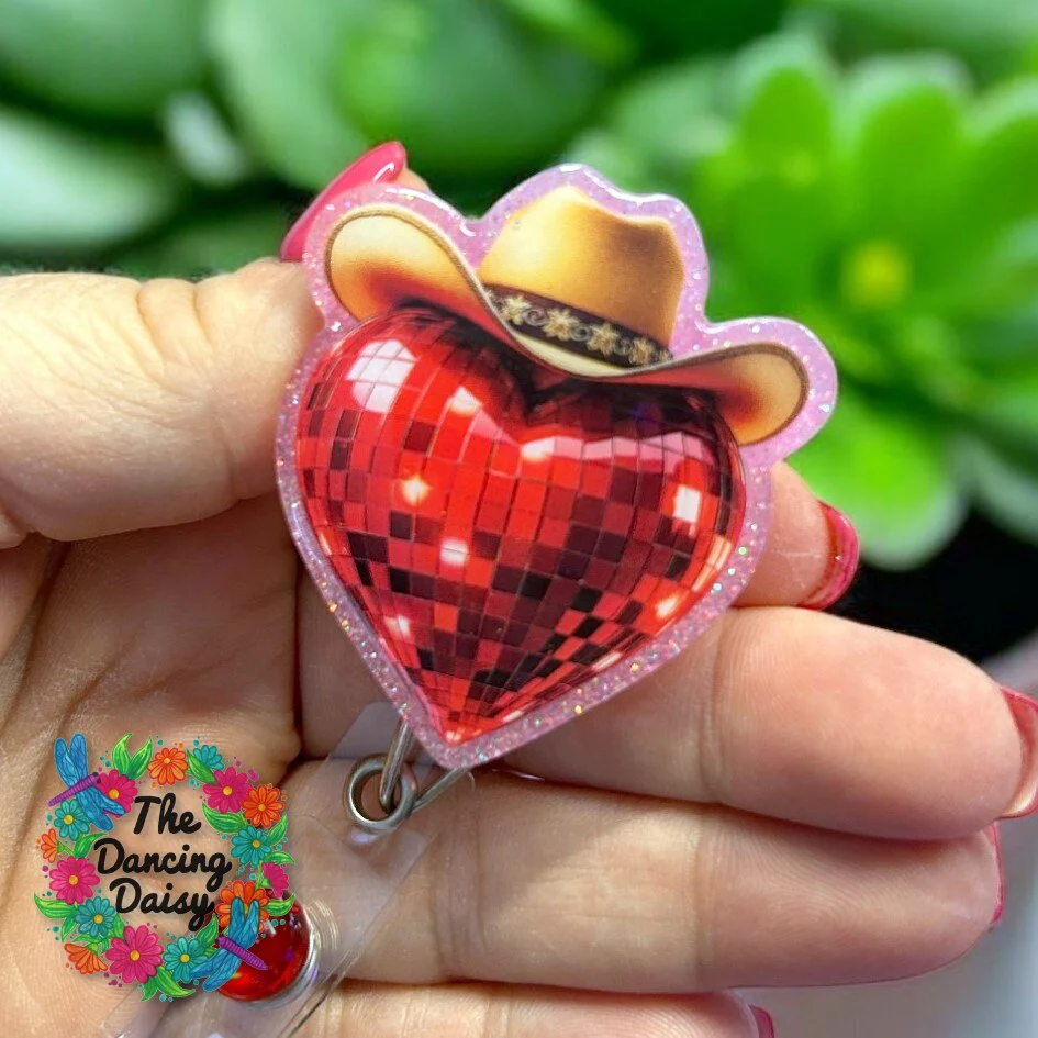 Cowboy Disco Heart Decal & Acrylic Blank COMBO - Image 2