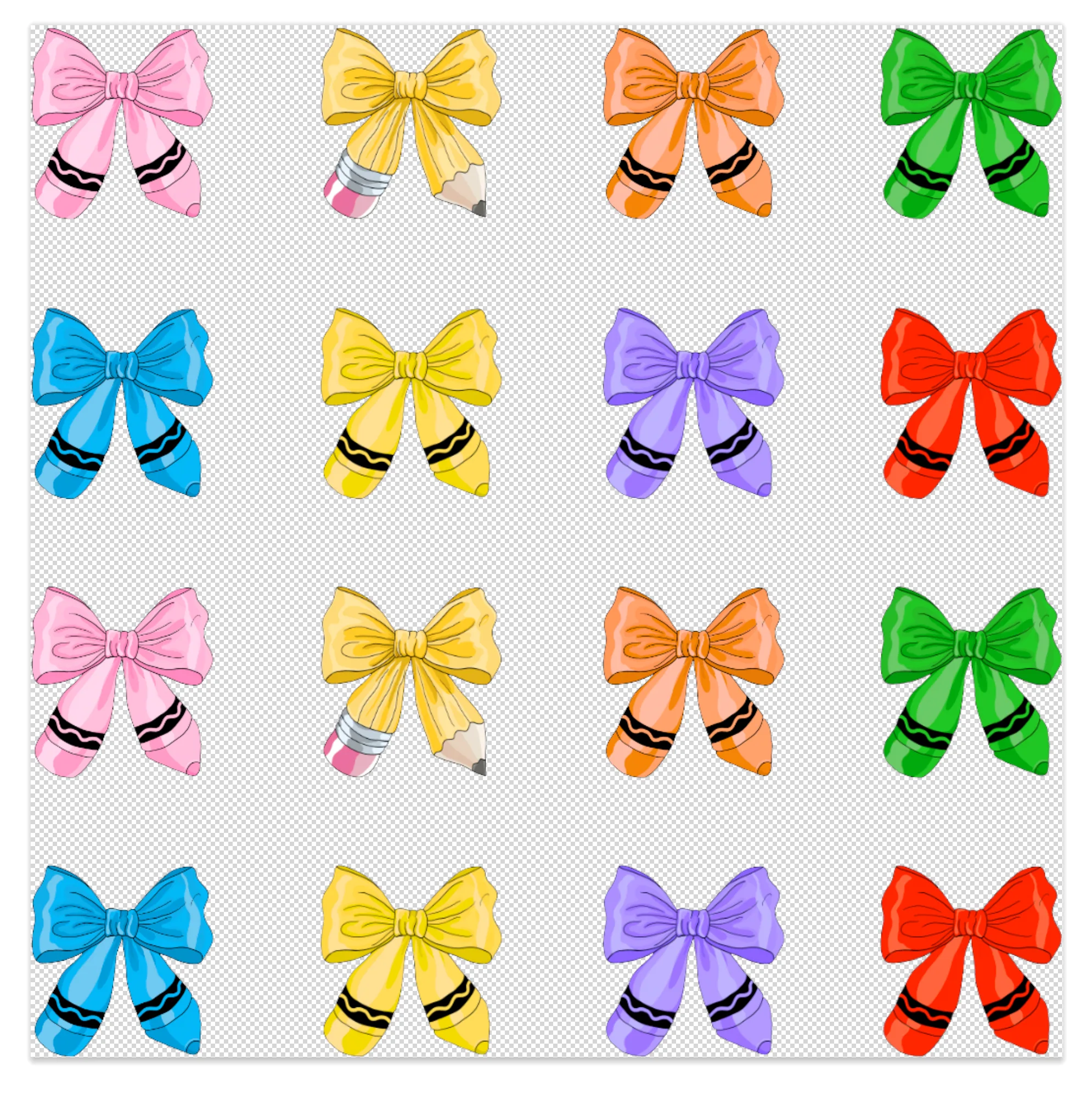 Crayon Bows Pen Elements UV DTF