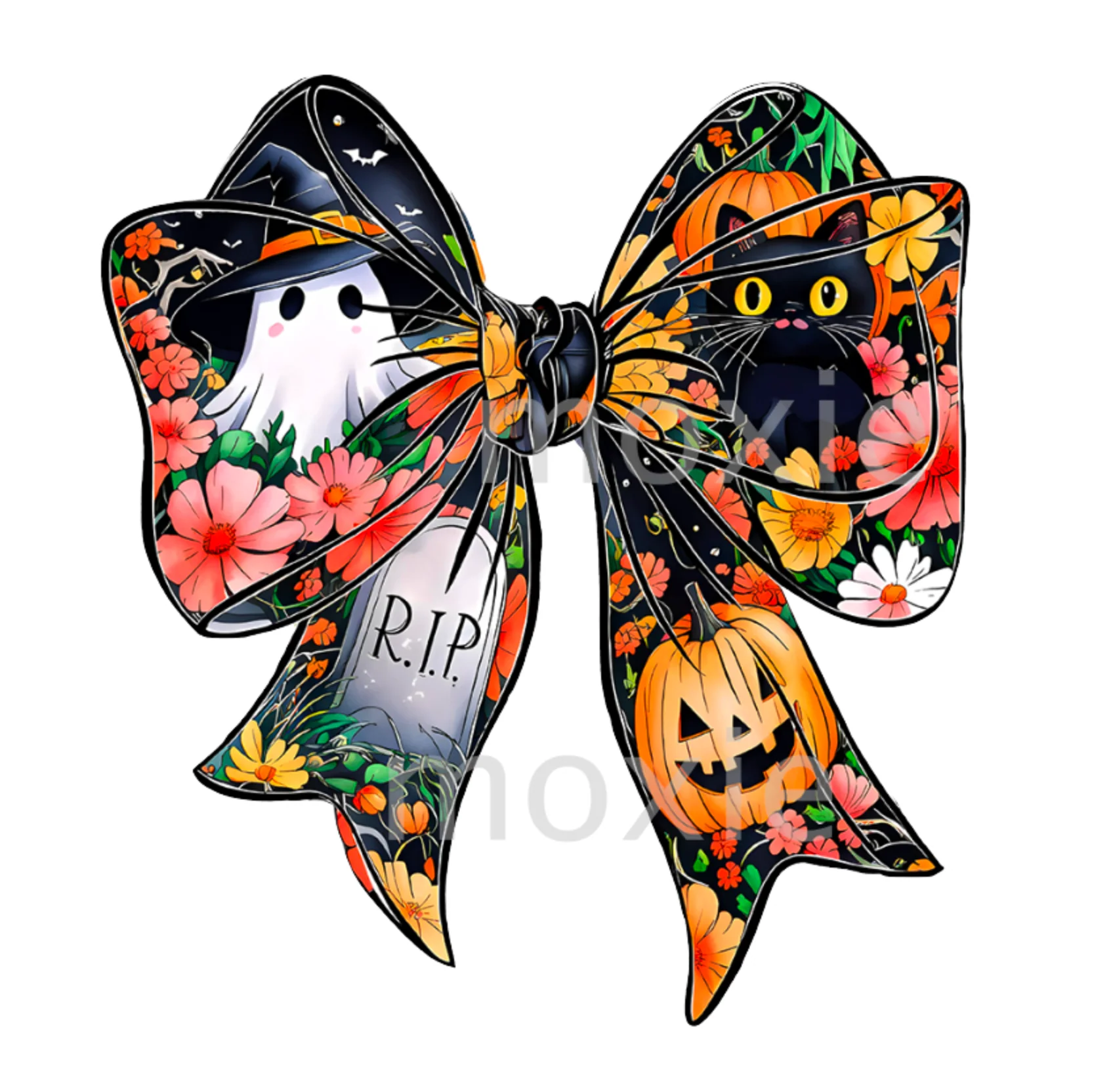 Cute Halloween Black Bow Decal & Acrylic Blank COMBO