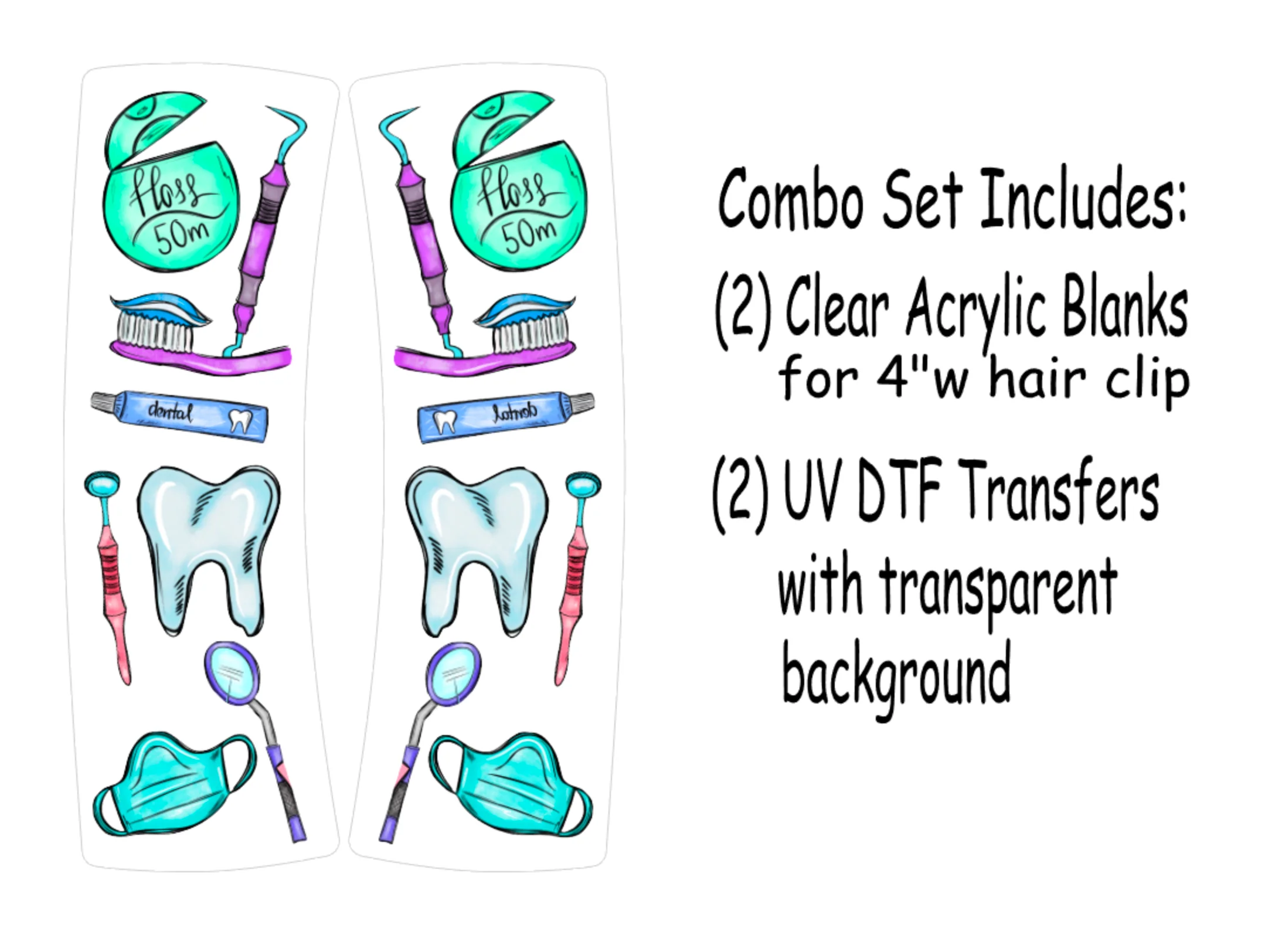 Dental Hair Clip UV DTF/Blanks Combo