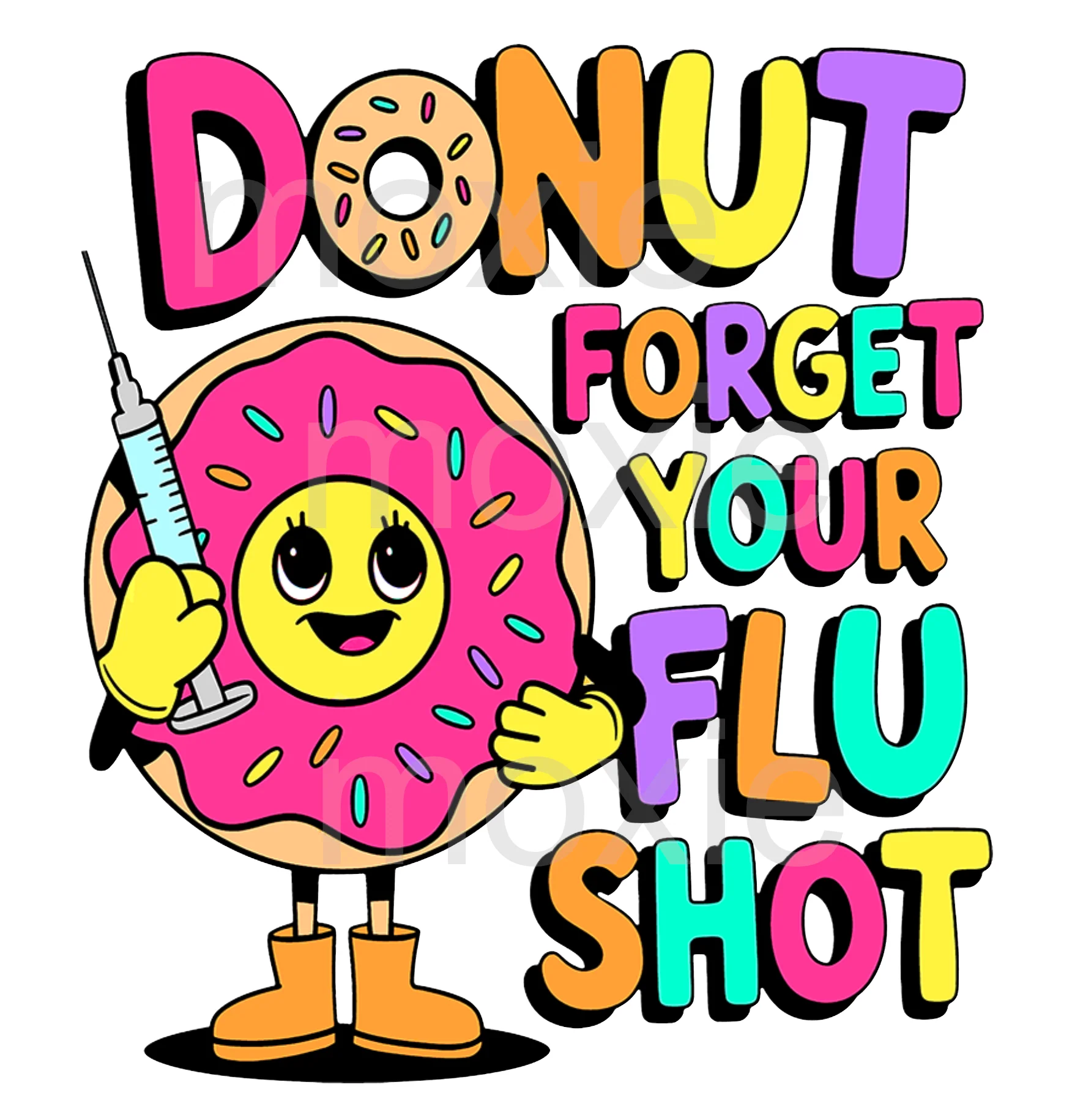 Donut Forget Flu Shot Decal & Acrylic Blank COMBO