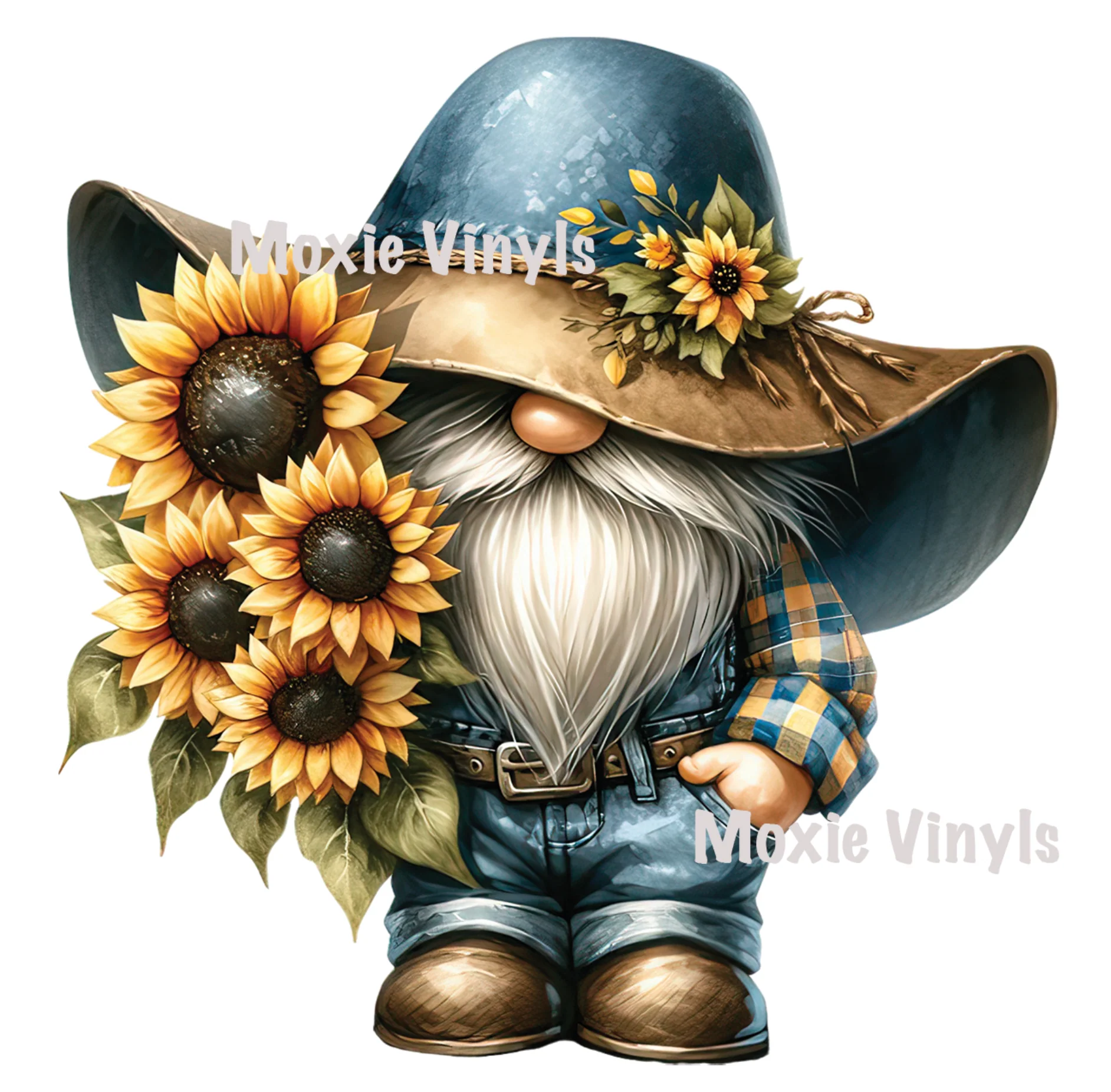 Farmer Sunflower Gnome Decal & Acrylic Blank COMBO