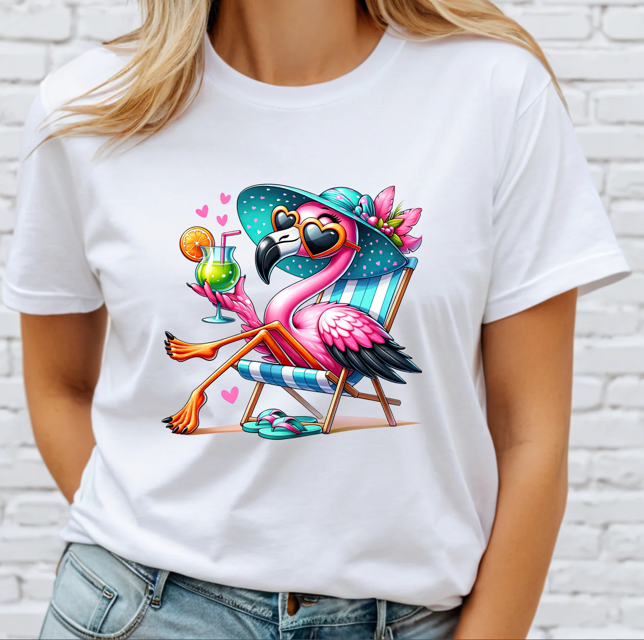 Flamingo Beach Sunbathing DTF Transfer