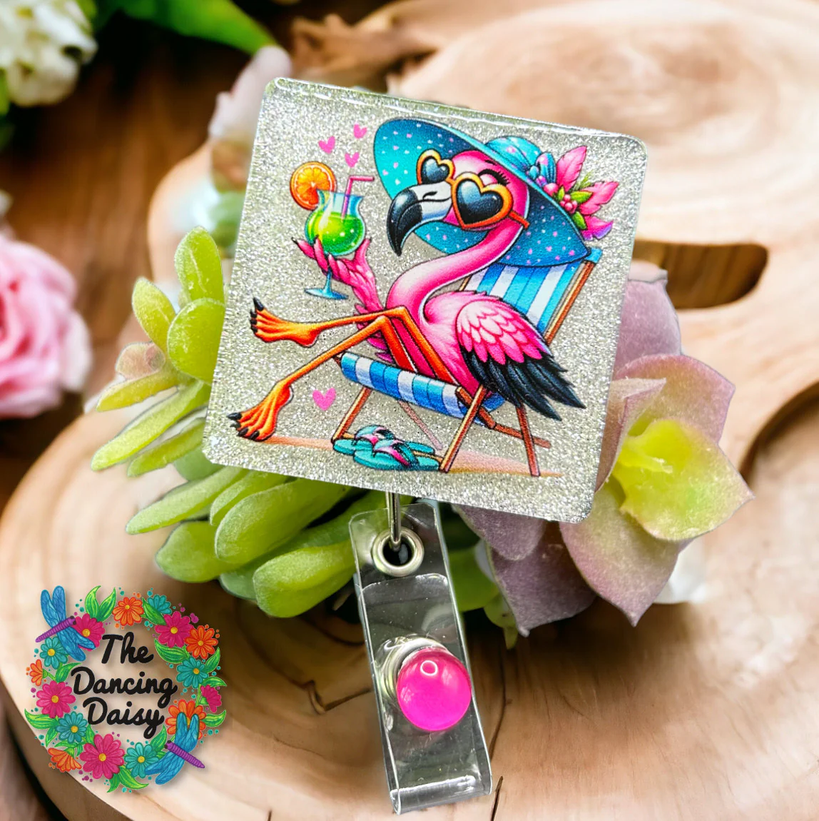 Flamingo Sunbathing UV DTF Decal - Image 2