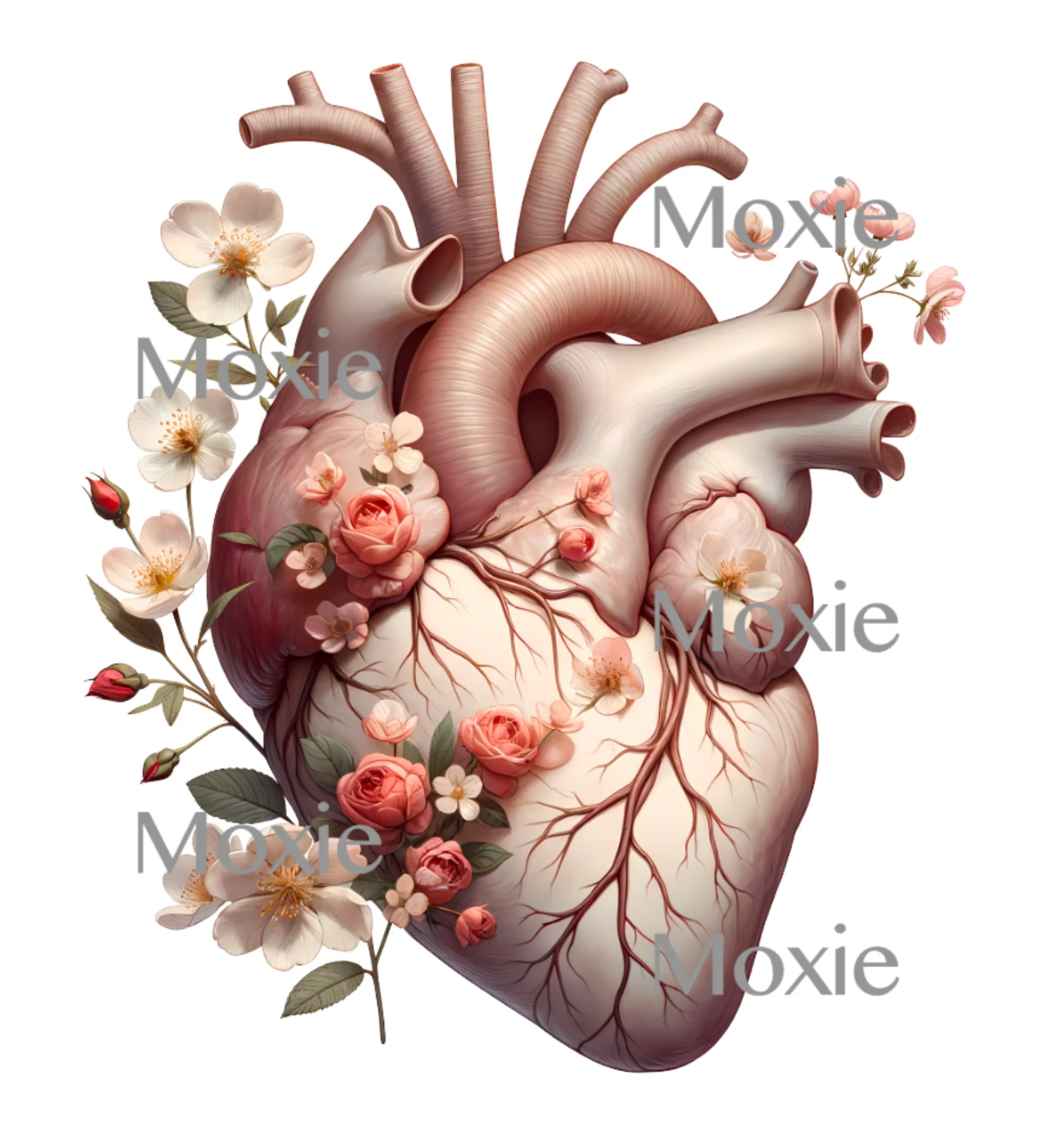 Floral Anatomical Heart Decal & Acrylic Blank COMBO