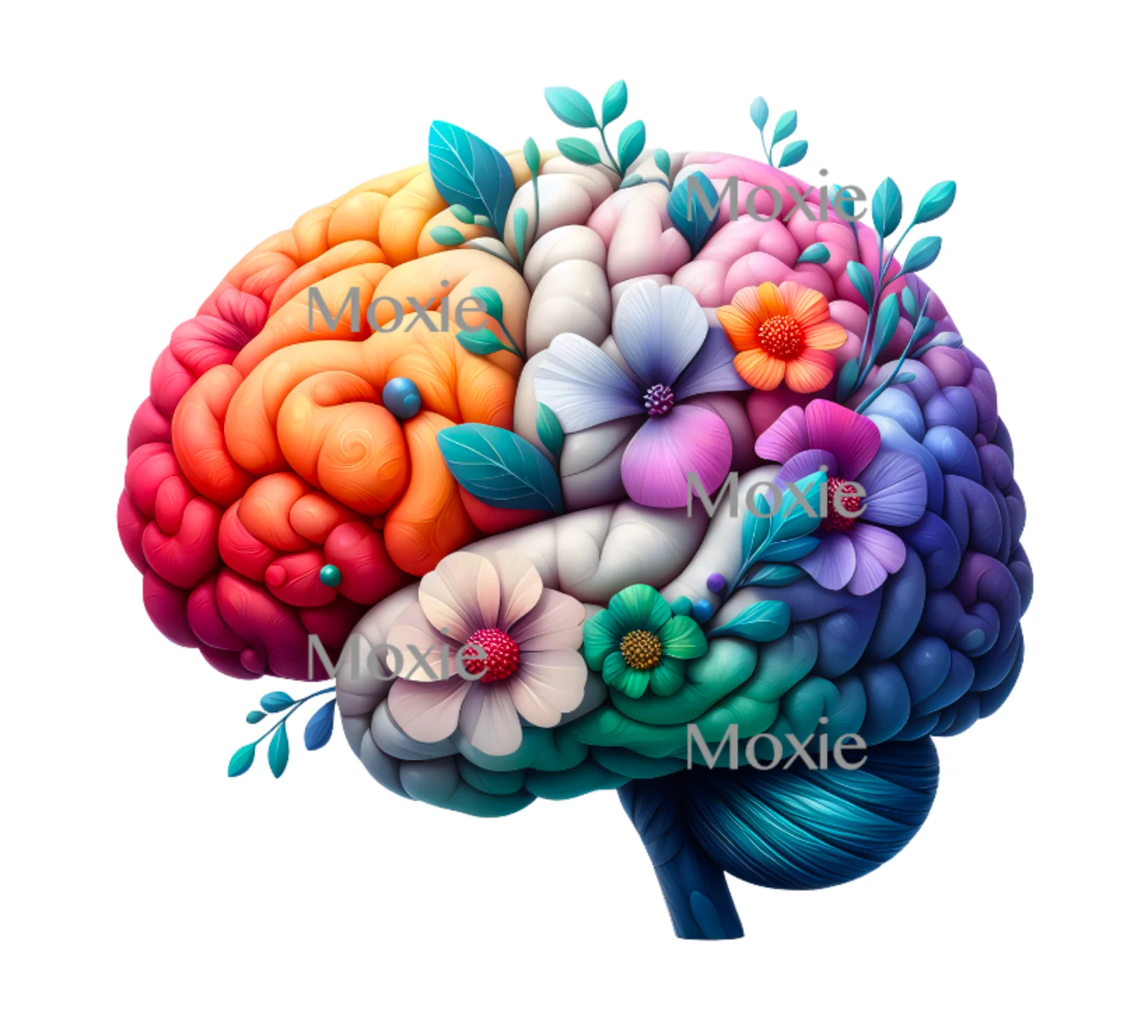 Floral Brain Decal & Acrylic Blank COMBO