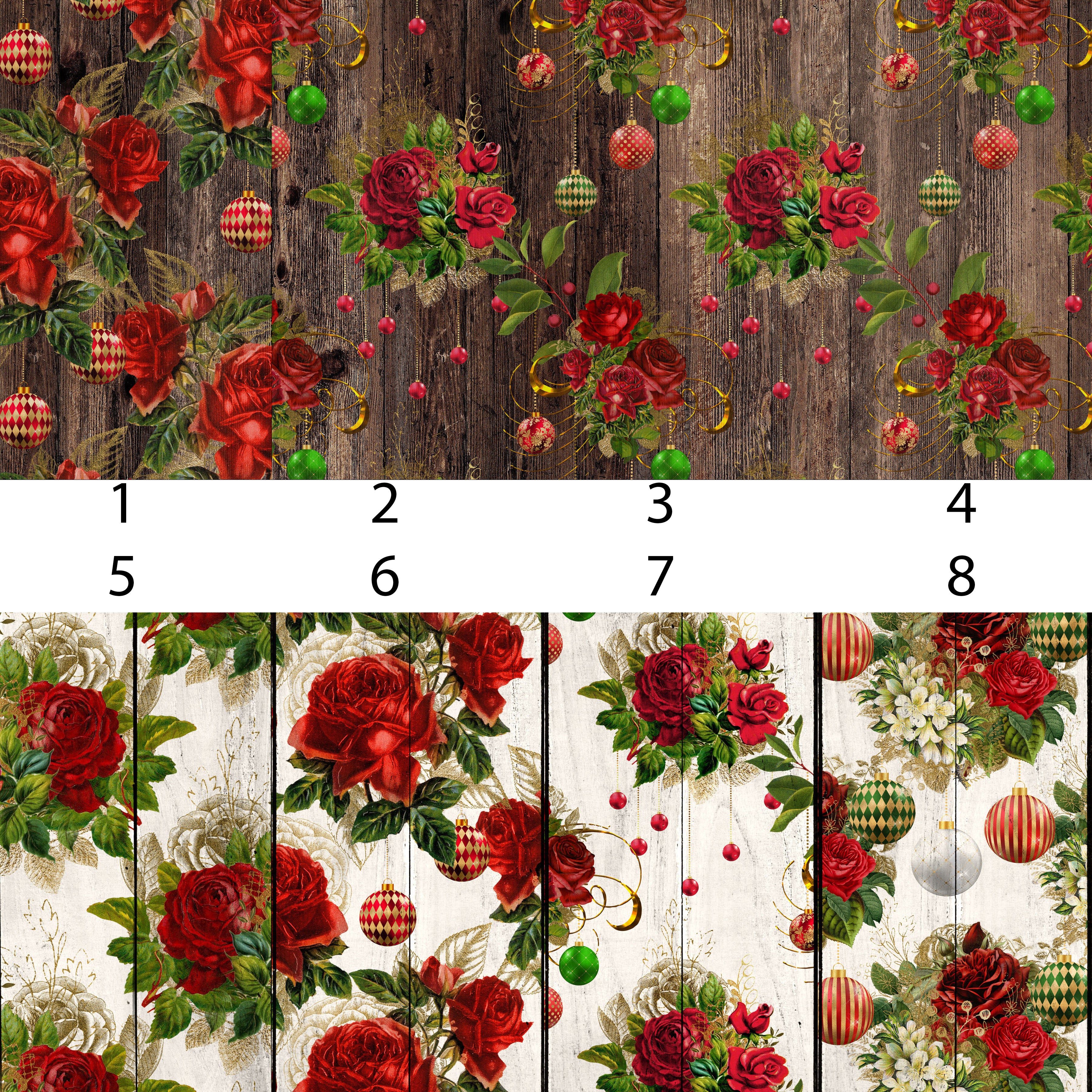 Floral Christmas Wood Vinyl