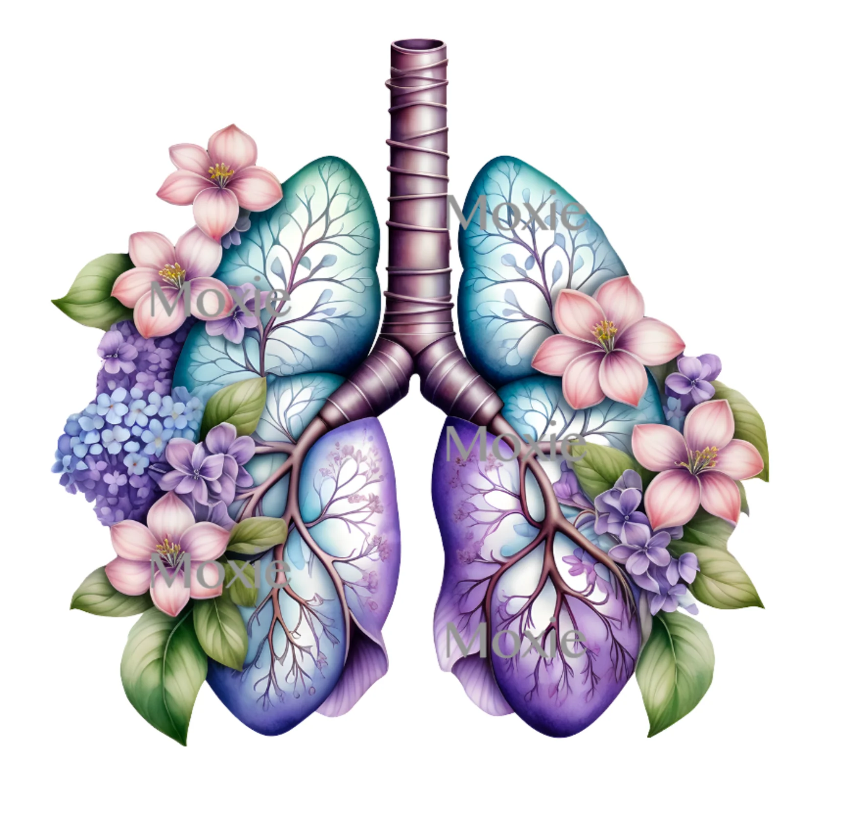 Floral Lungs Decal & Acrylic Blank COMBO