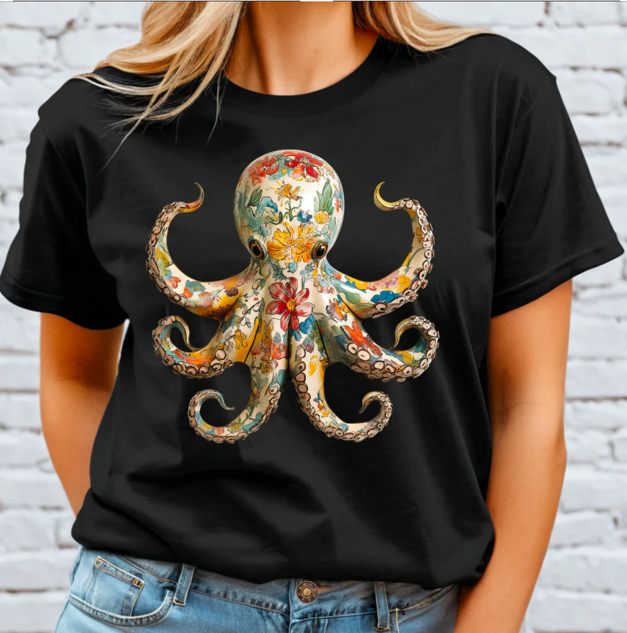 Floral Octopus DTF Transfer