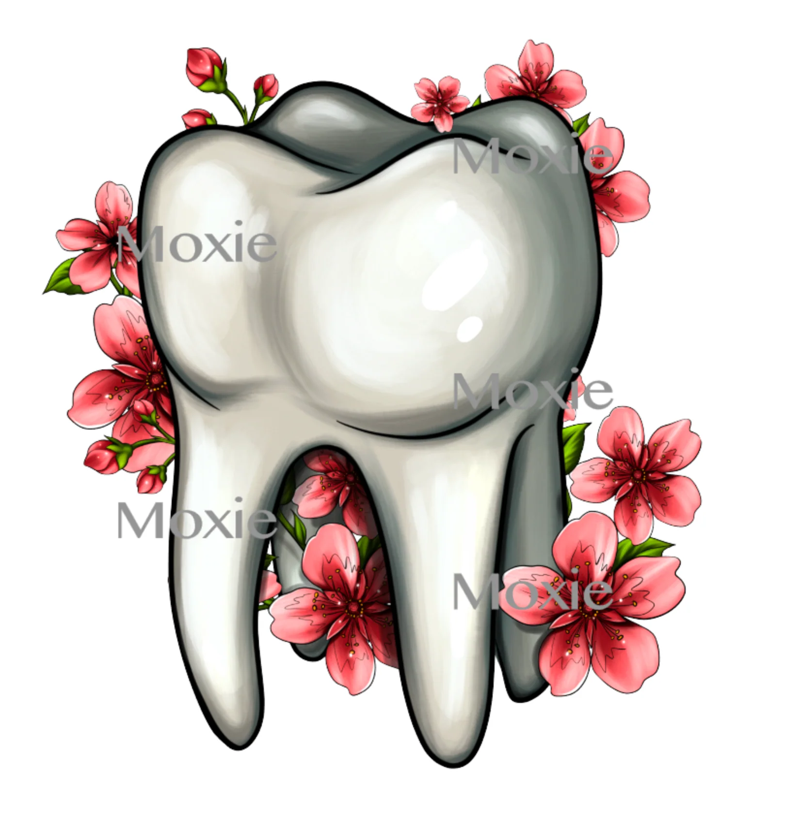 Floral Tooth Decal & Acrylic Blank COMBO