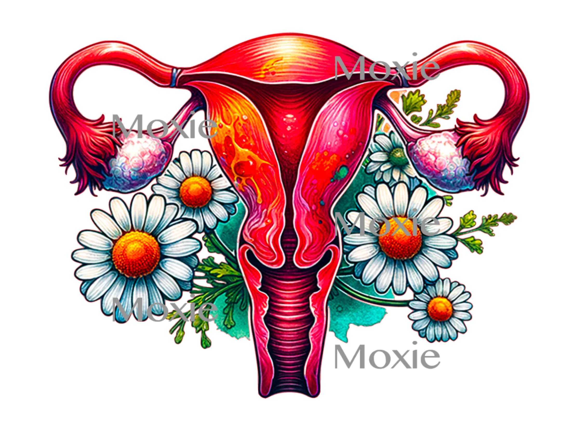 Floral Uterus Decal & Acrylic Blank COMBO