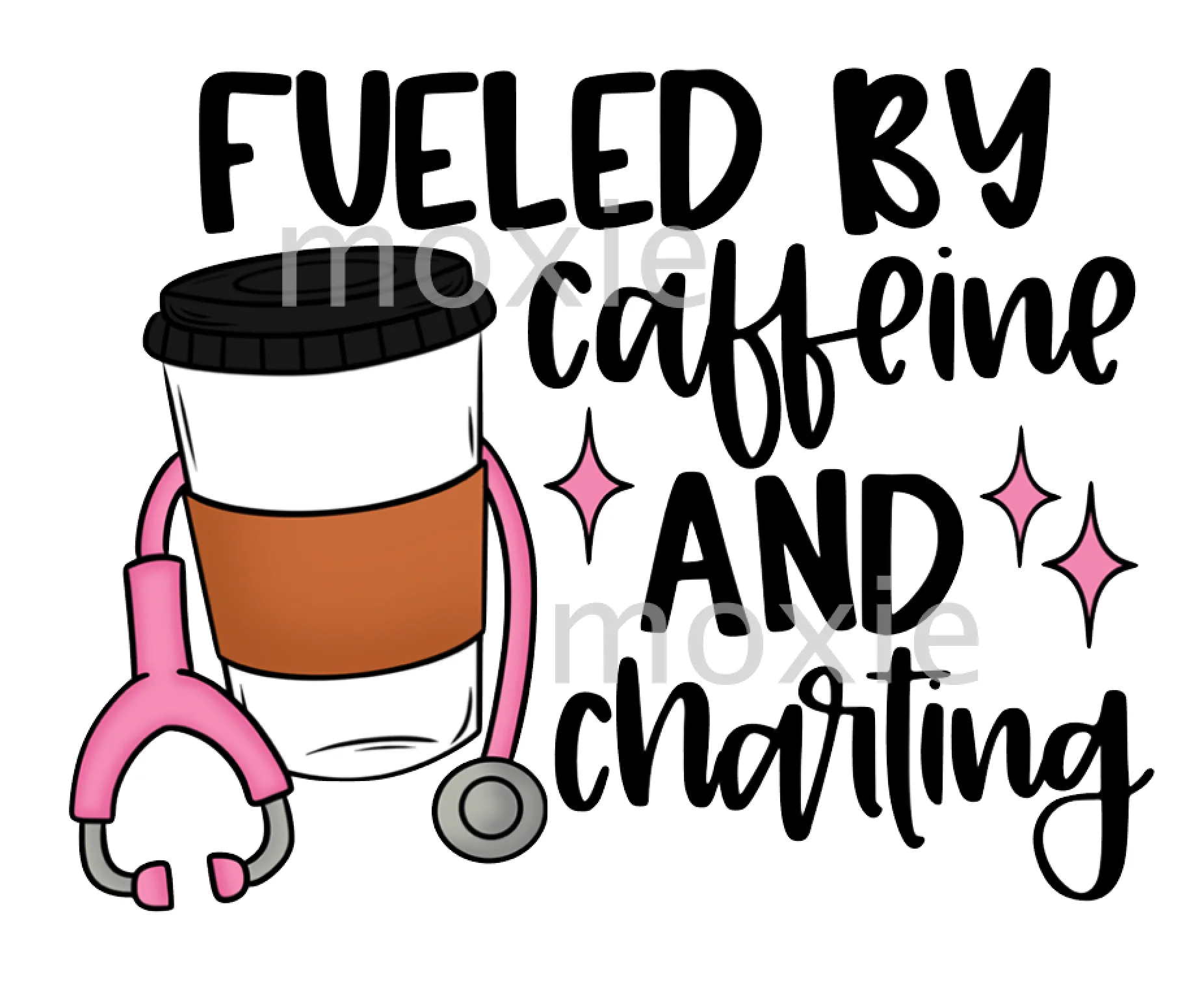 Fueled By Coffee & Charting Decal & Acrylic Blank COMBO