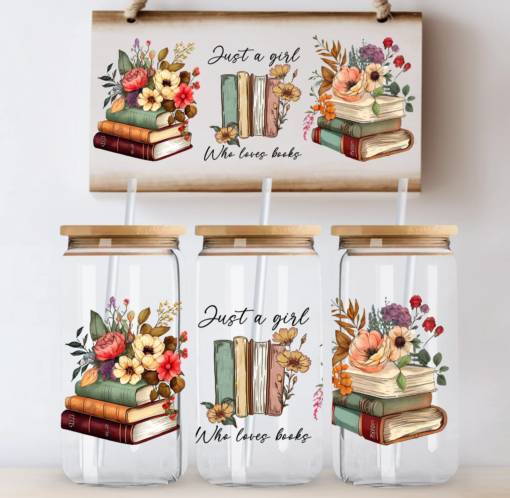 Girl Loves Books Glass Wrap