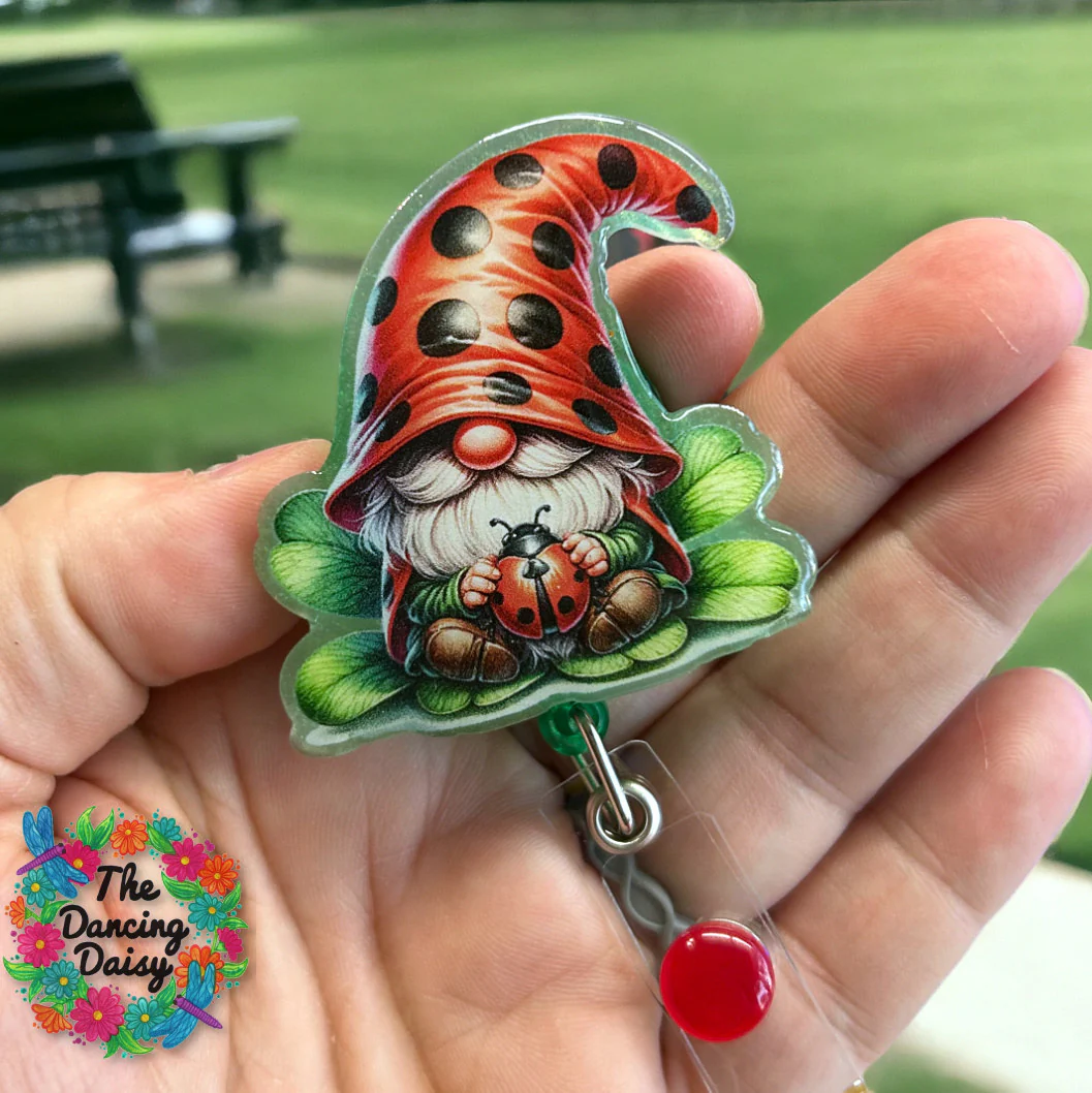 Gnome Holding Ladybug Decal & Acrylic Blank COMBO - Image 2
