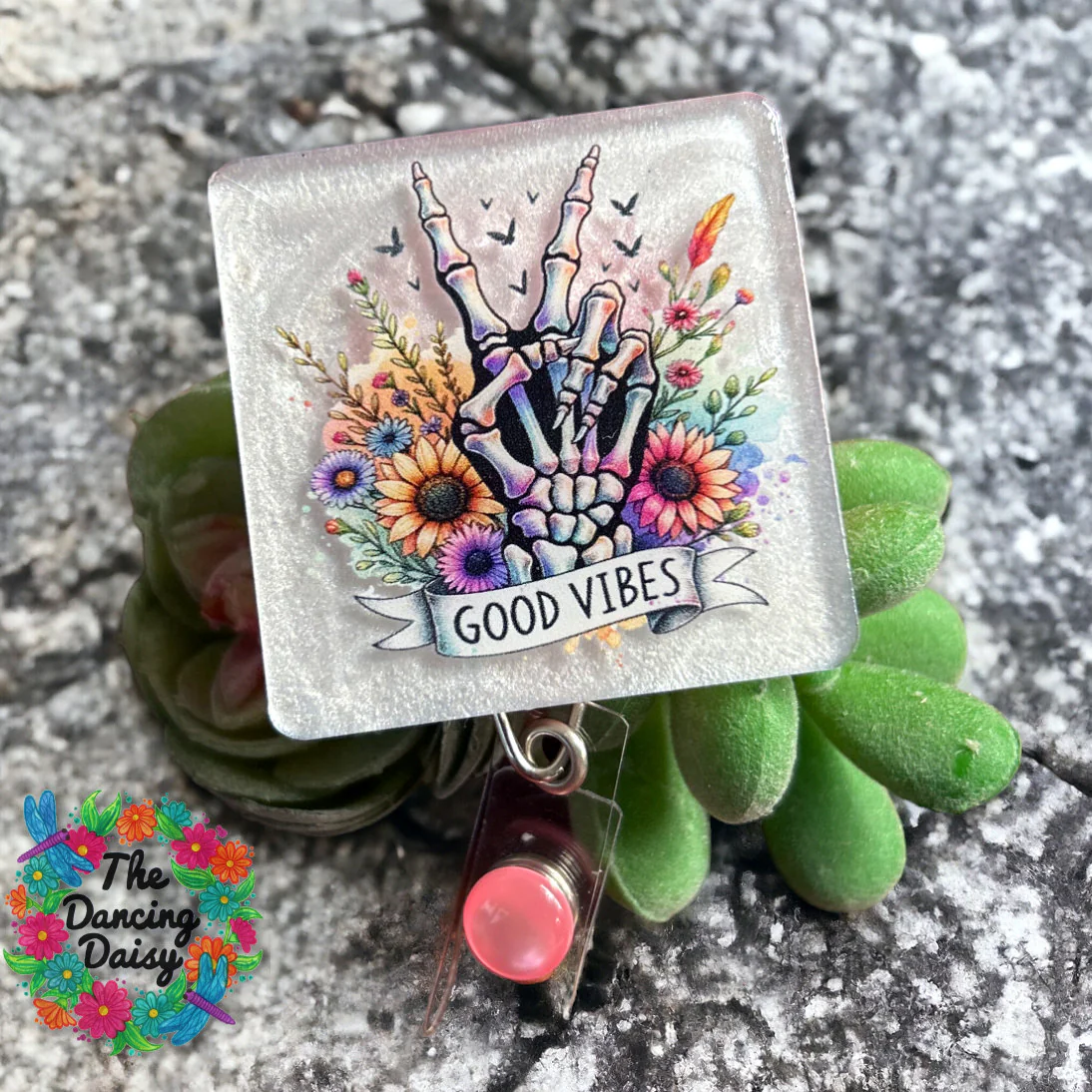Good Vibes Skeleton Peace UV DTF - Image 2
