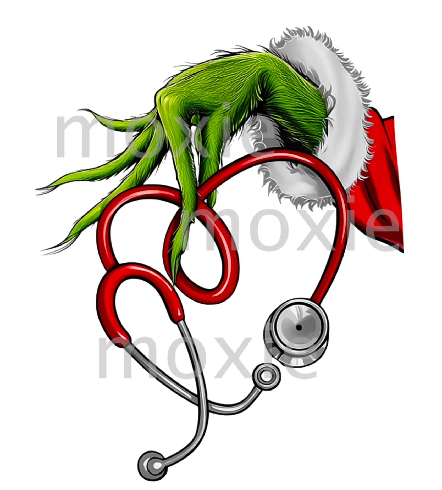 Grinch Hand Stethoscope Decal & Acrylic Blank COMBO