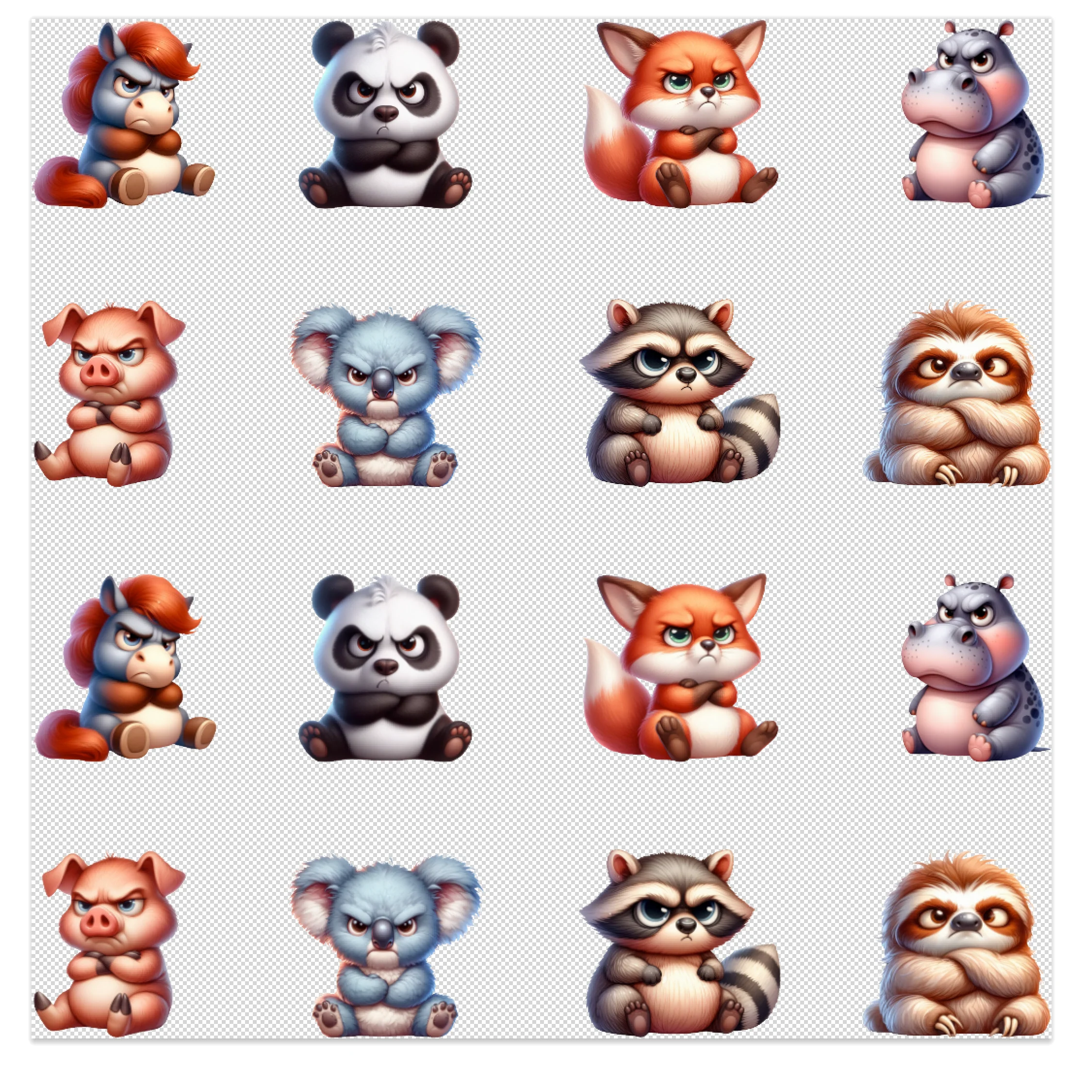 Grumpy Animals Pen Elements UV DTF