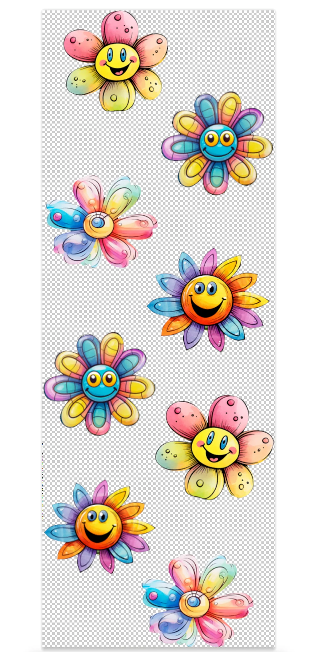 Happy Flowers Pen Wrap UV DTF