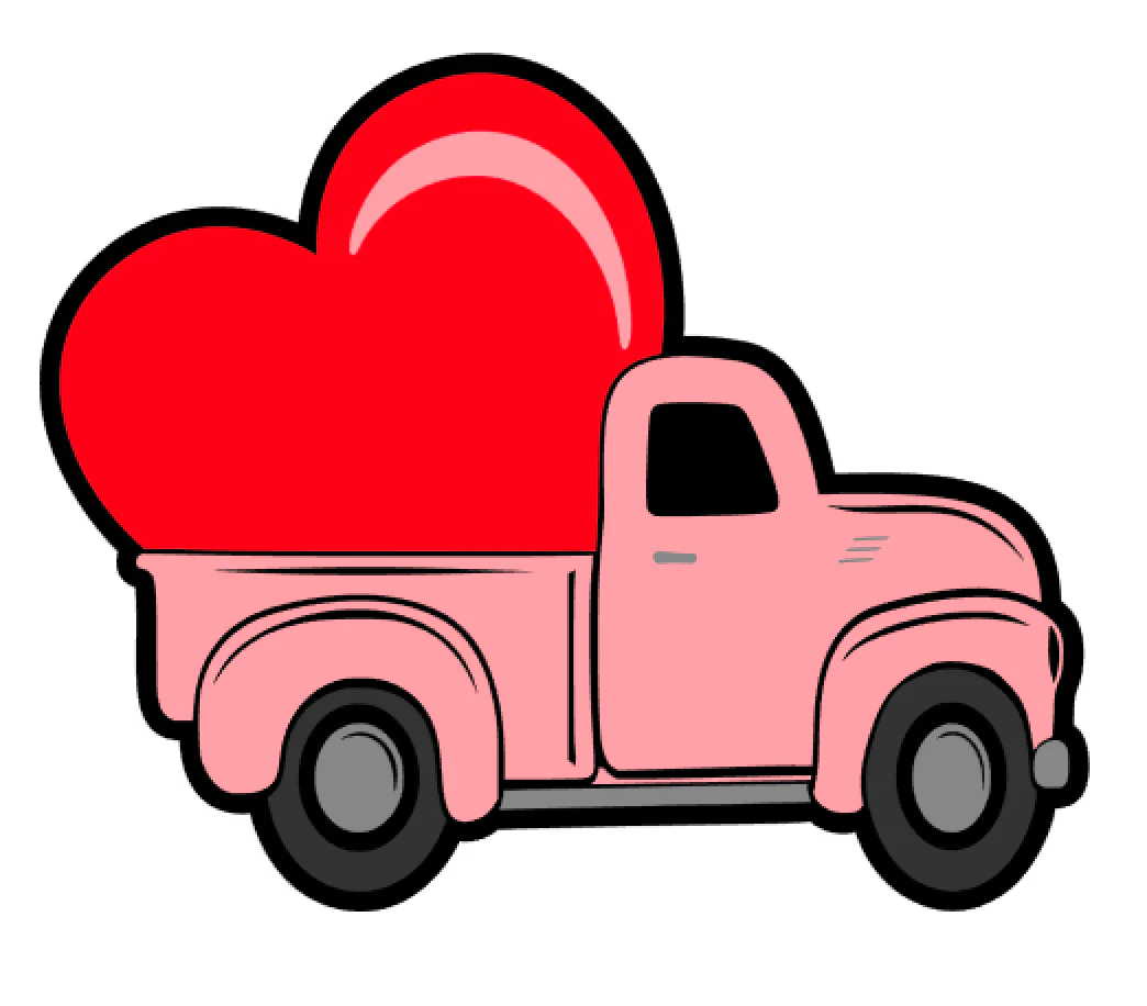 Heart Vintage Truck Acrylic Blank - Image 2