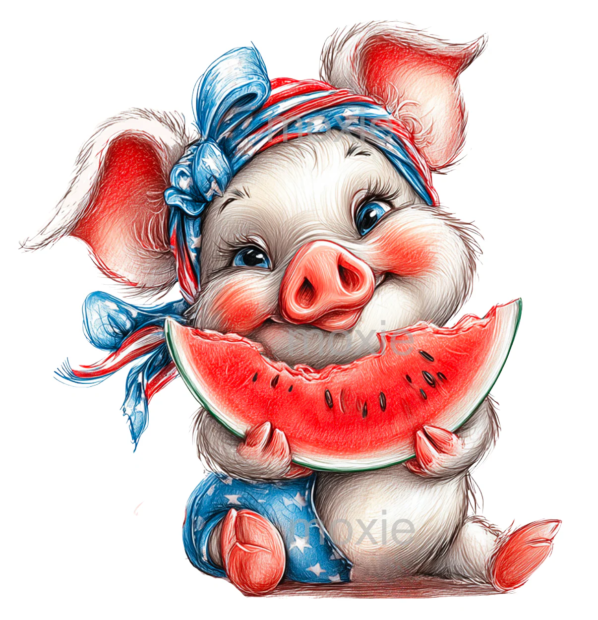July 4 Pig Watermelon Decal & Acrylic Blank COMBO