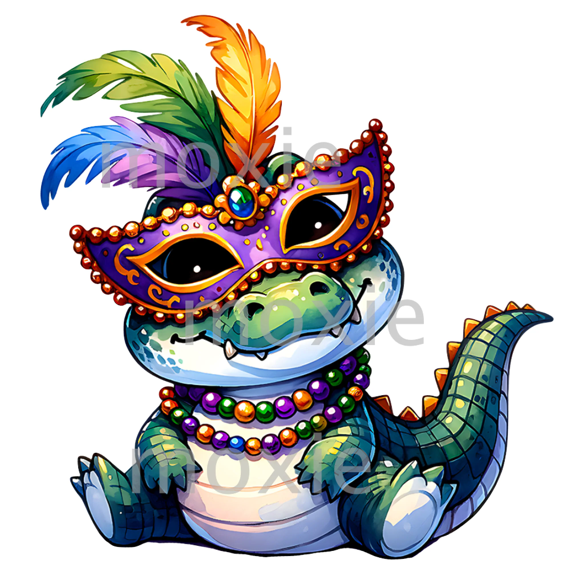 Mardi Gras Gator Decal & Acrylic Blank COMBO
