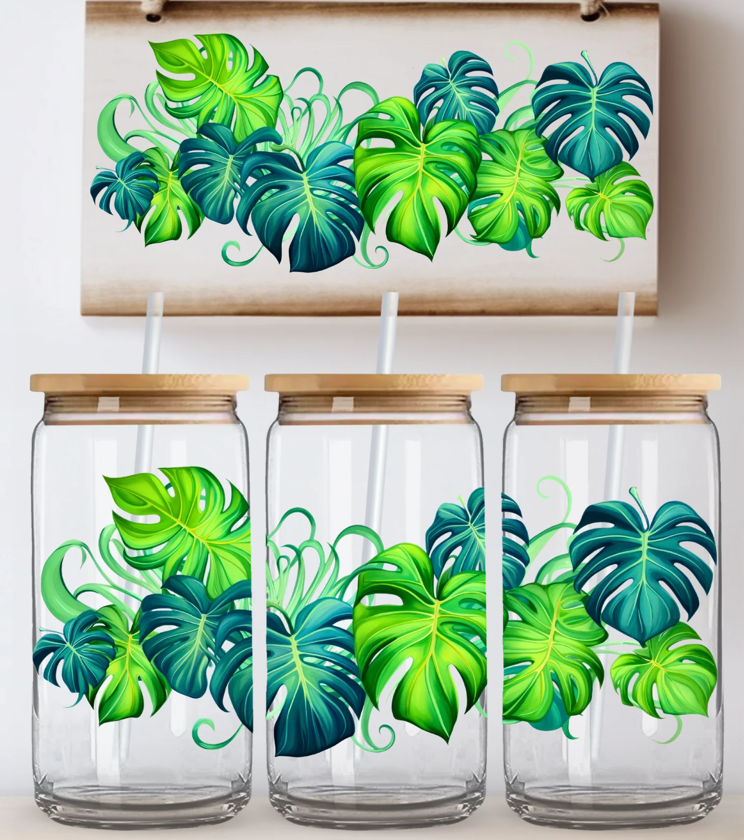 Monstera Leaf UV DTF Glass Wrap