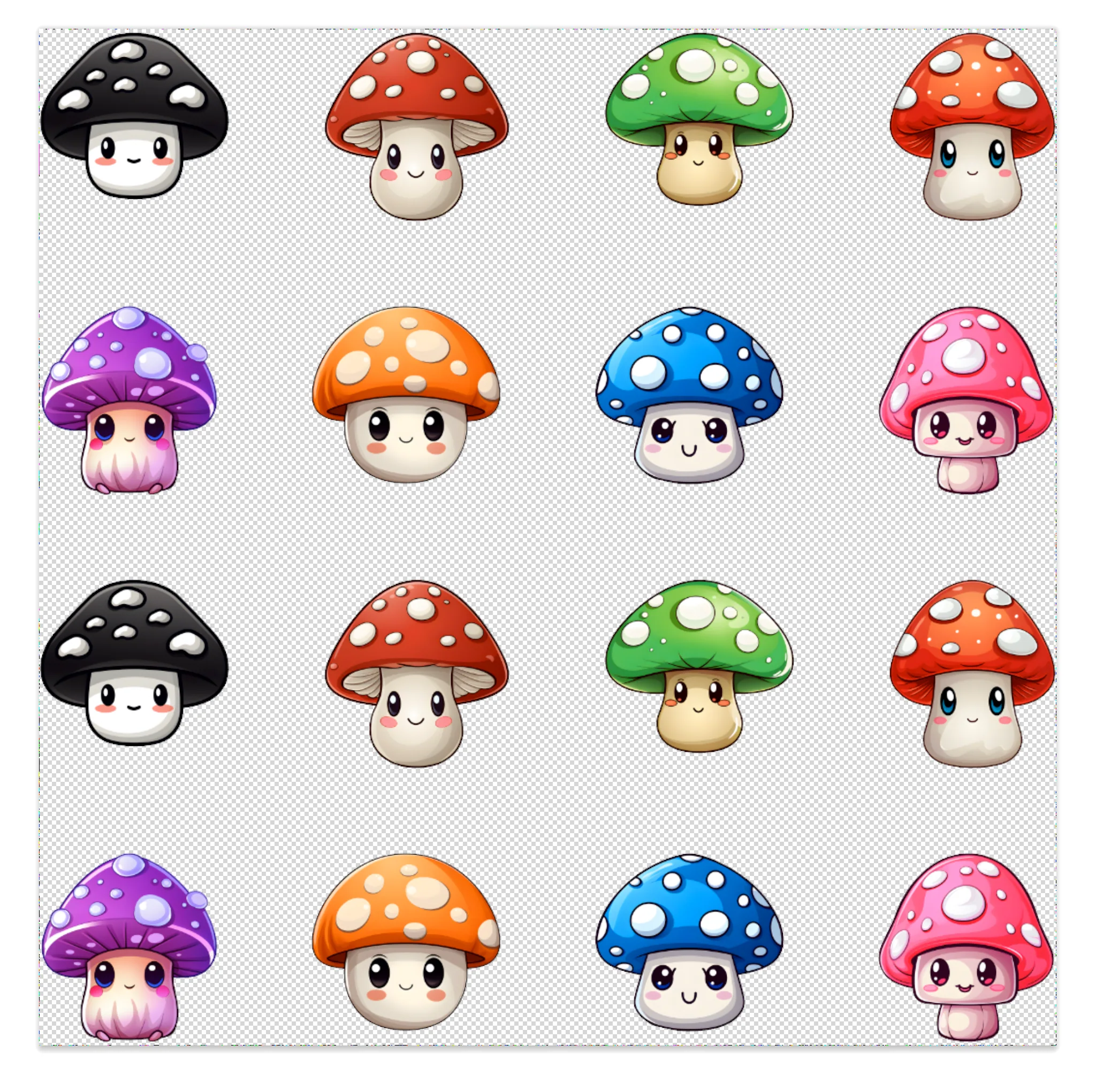 Cute Mushrooms Pen Elements UV DTF