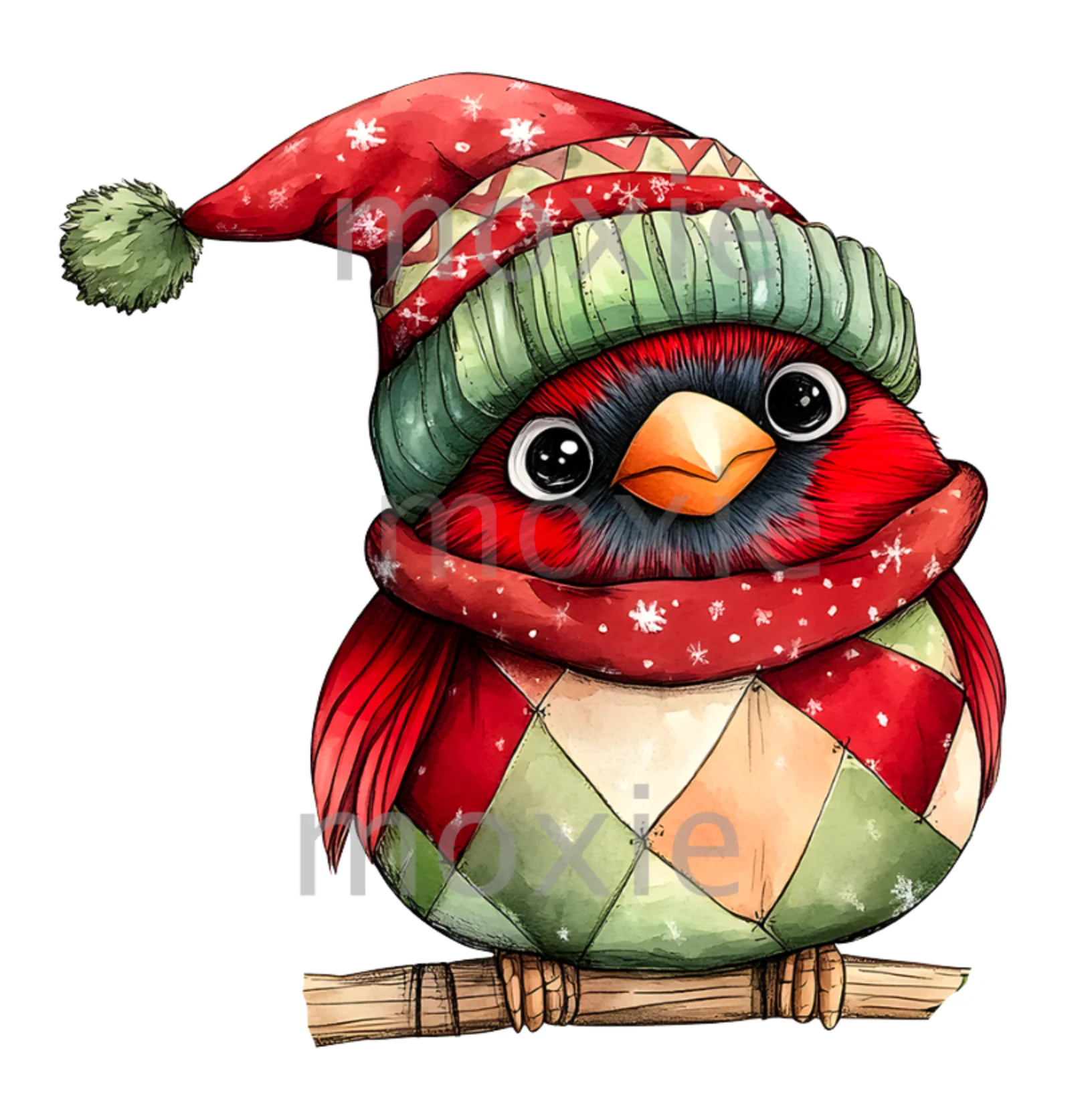 Patchwork Cardinal Decal & Acrylic Blank COMBO