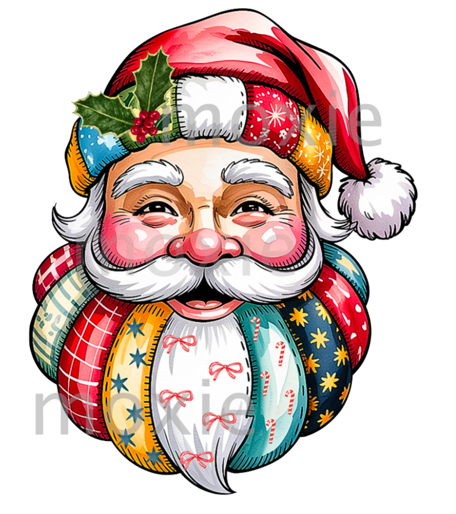 Patchwork Santa Decal & Acrylic Blank COMBO