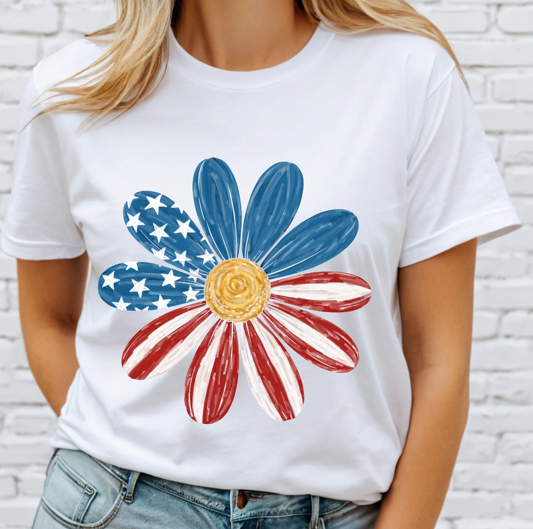 Patriotic Daisy DTF Transfer