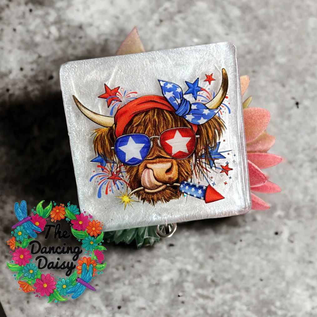Patriotic Highland Cow UV DTF - Image 2