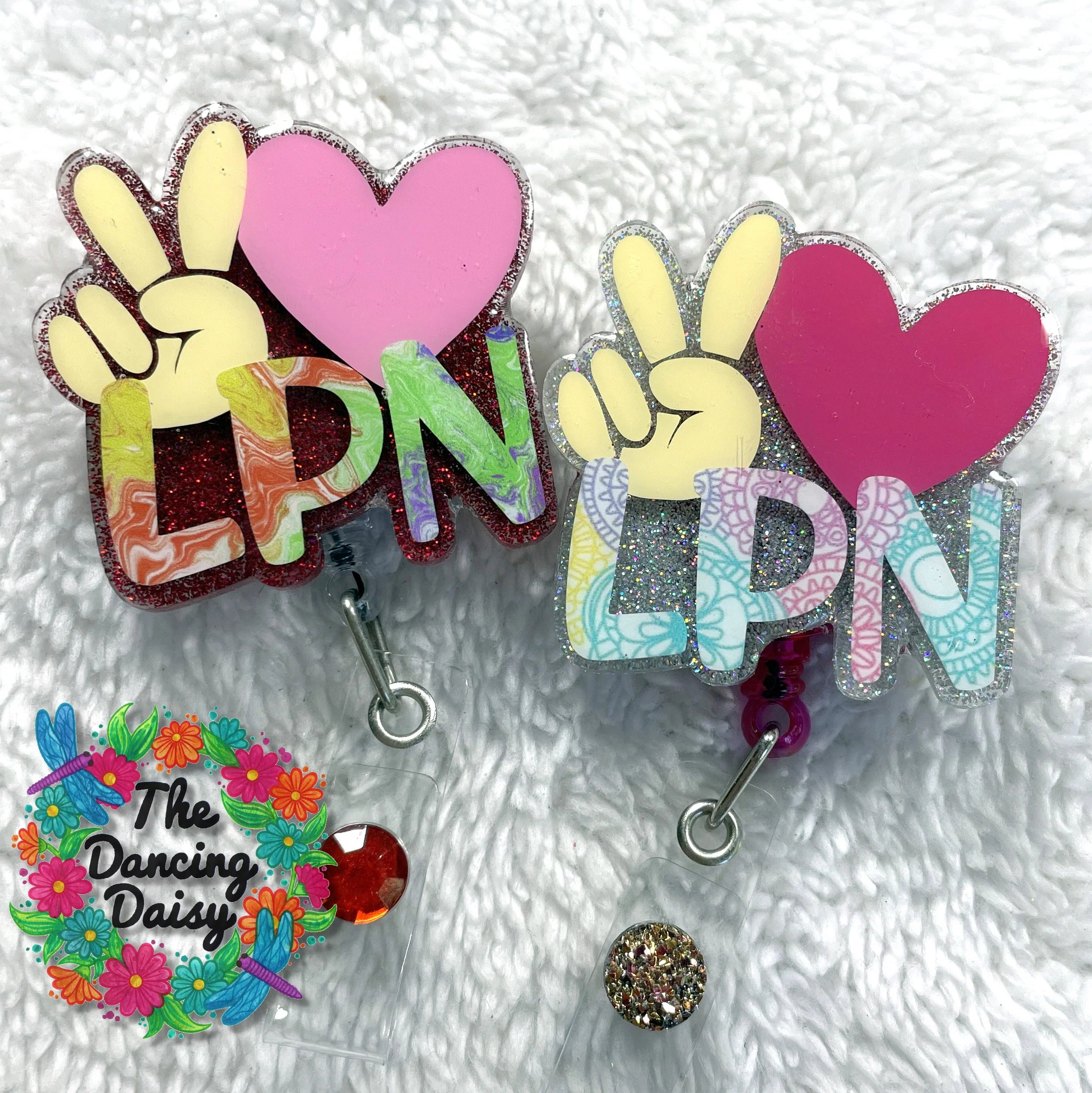 Peace Love LPN Badge Reel Blank - Image 2