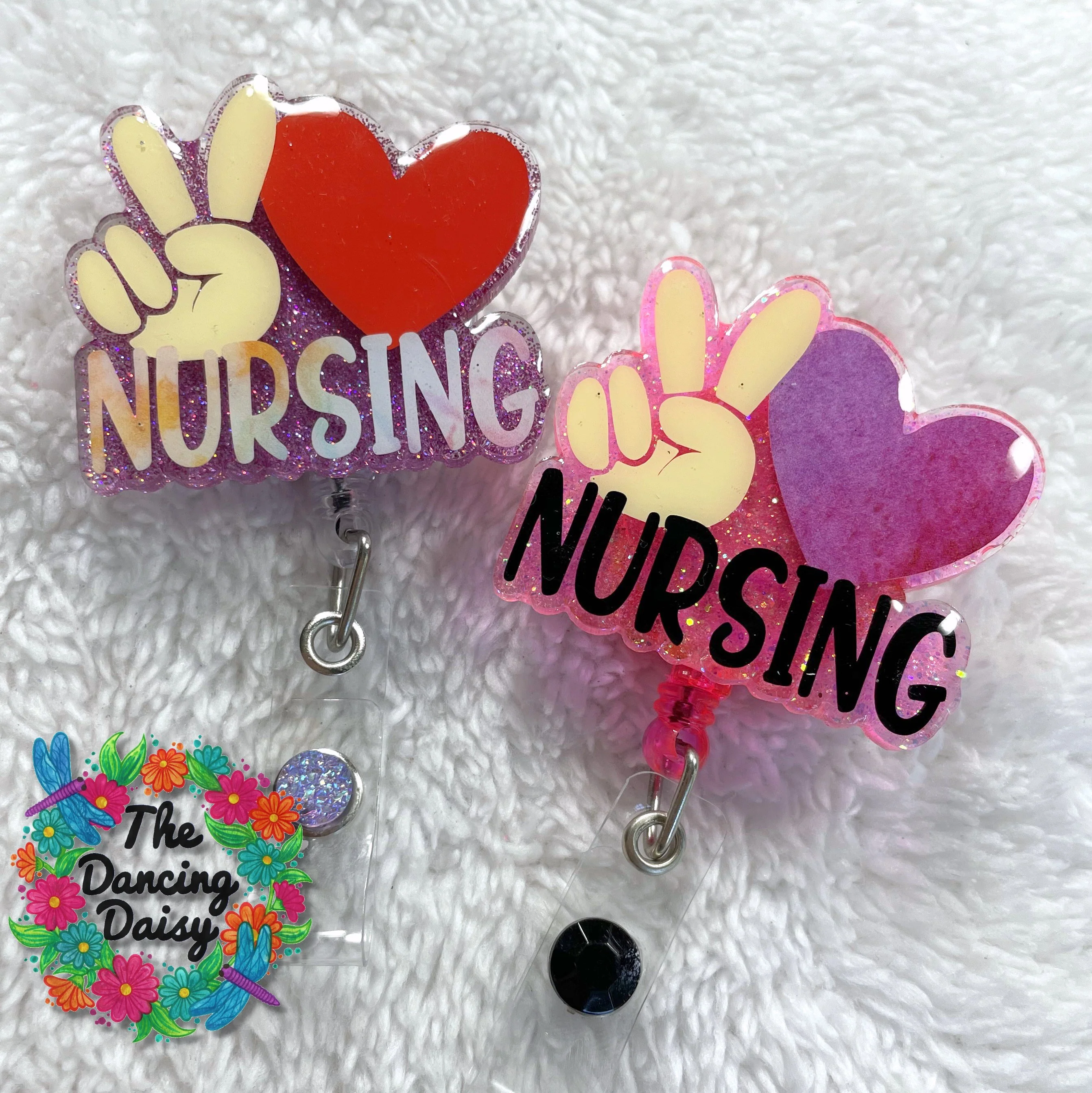 Peace Love NURSING Badge Reel Blank - Image 2