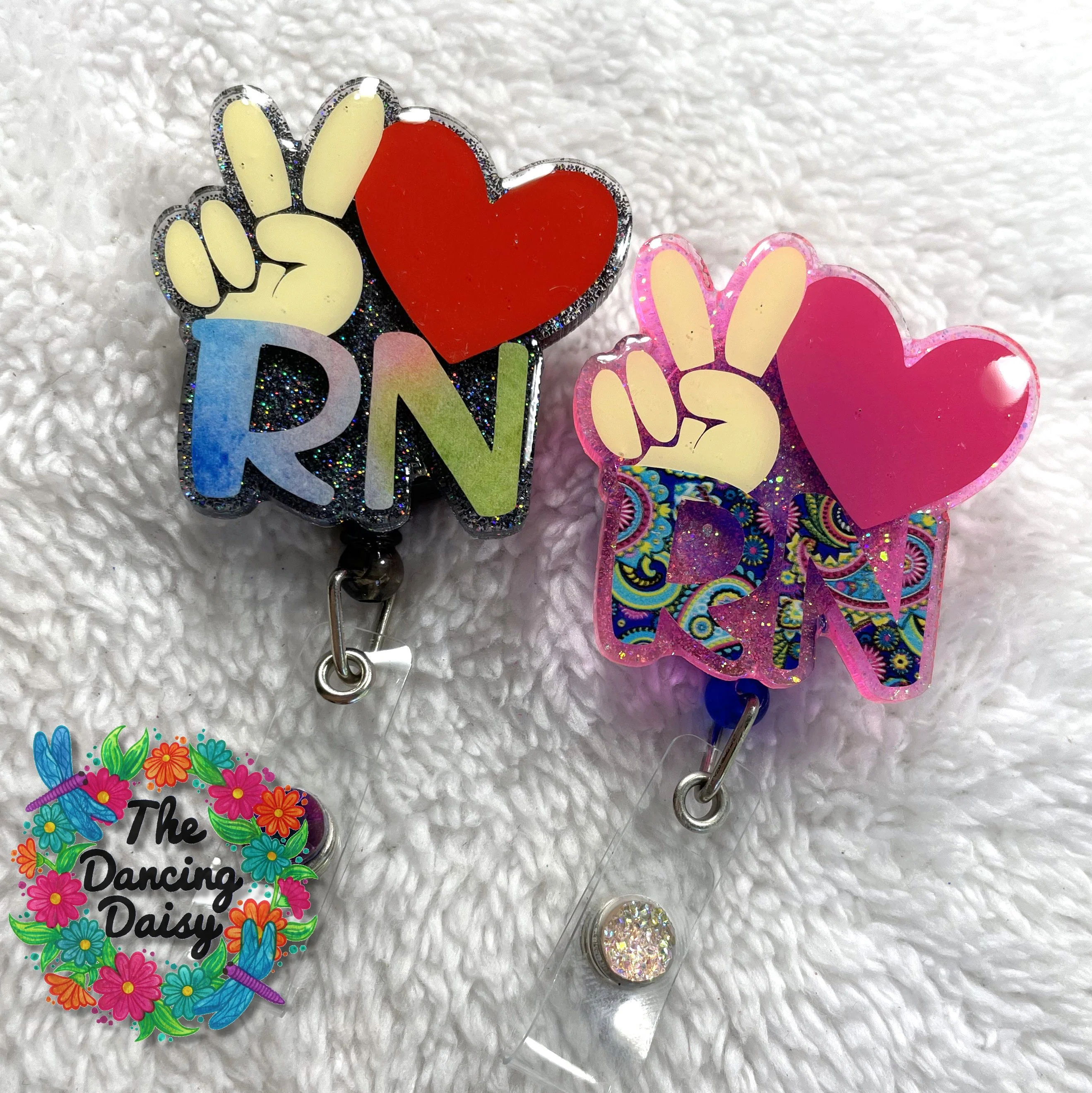 Peace Love RN Badge Reel Blank - Image 2