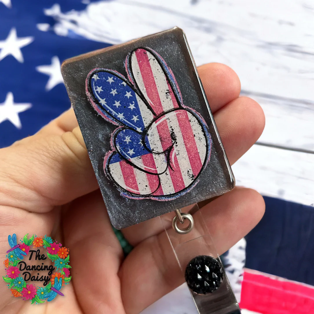 Peace Sign American Flag UV DTF - Image 2