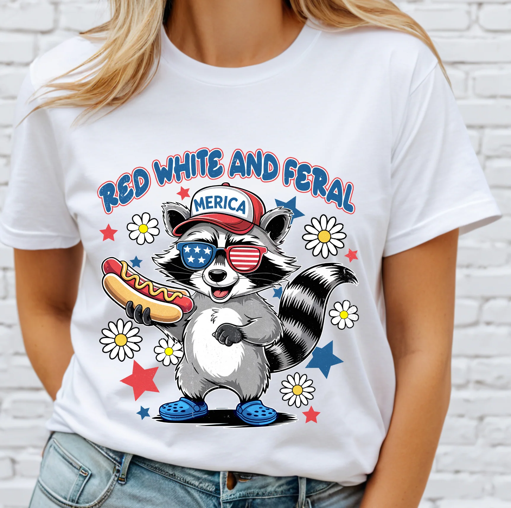 Red White and Feral DTF Transfer
