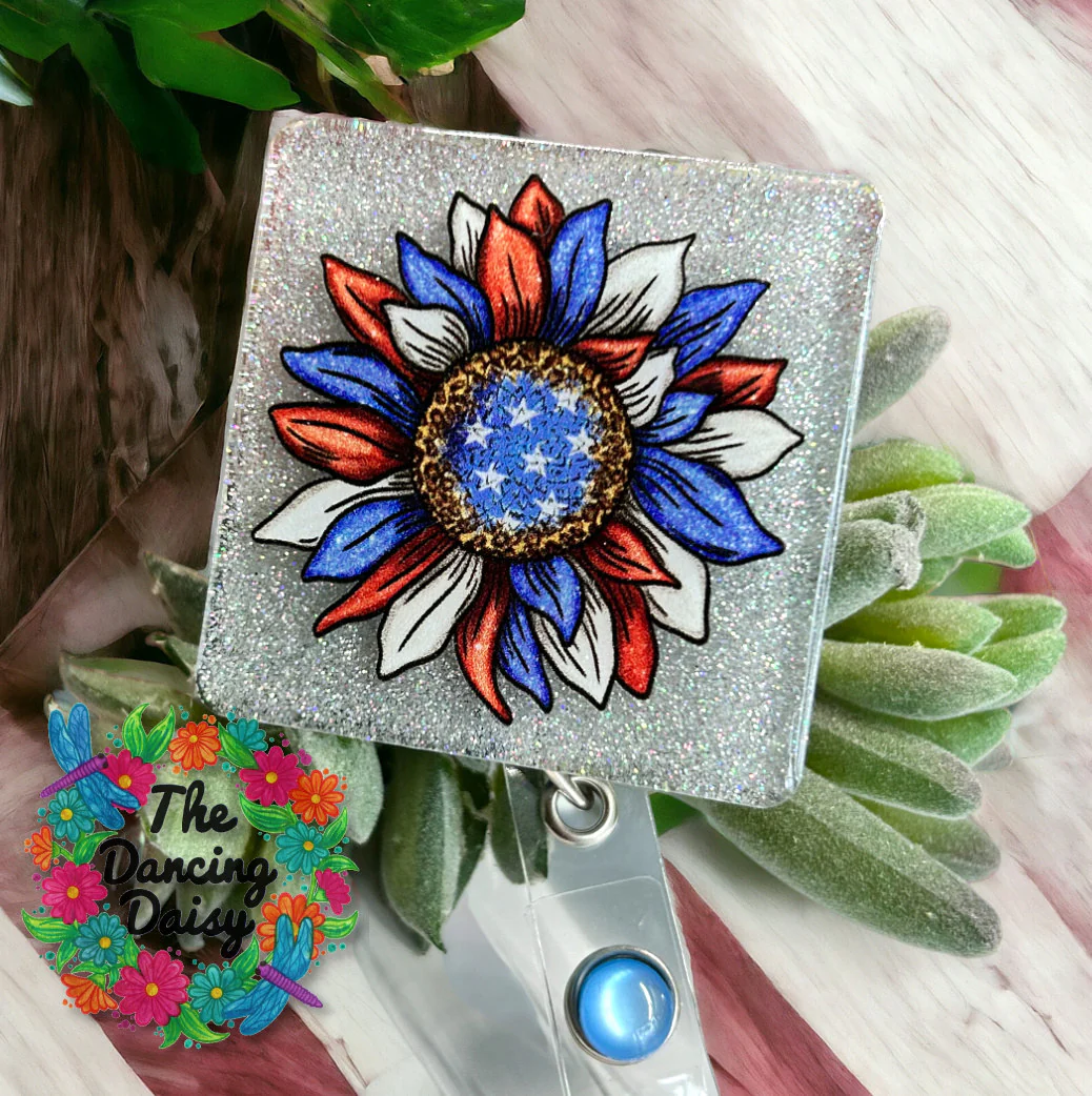 Red White Blue Sunflower UV DTF Transfer - Image 2