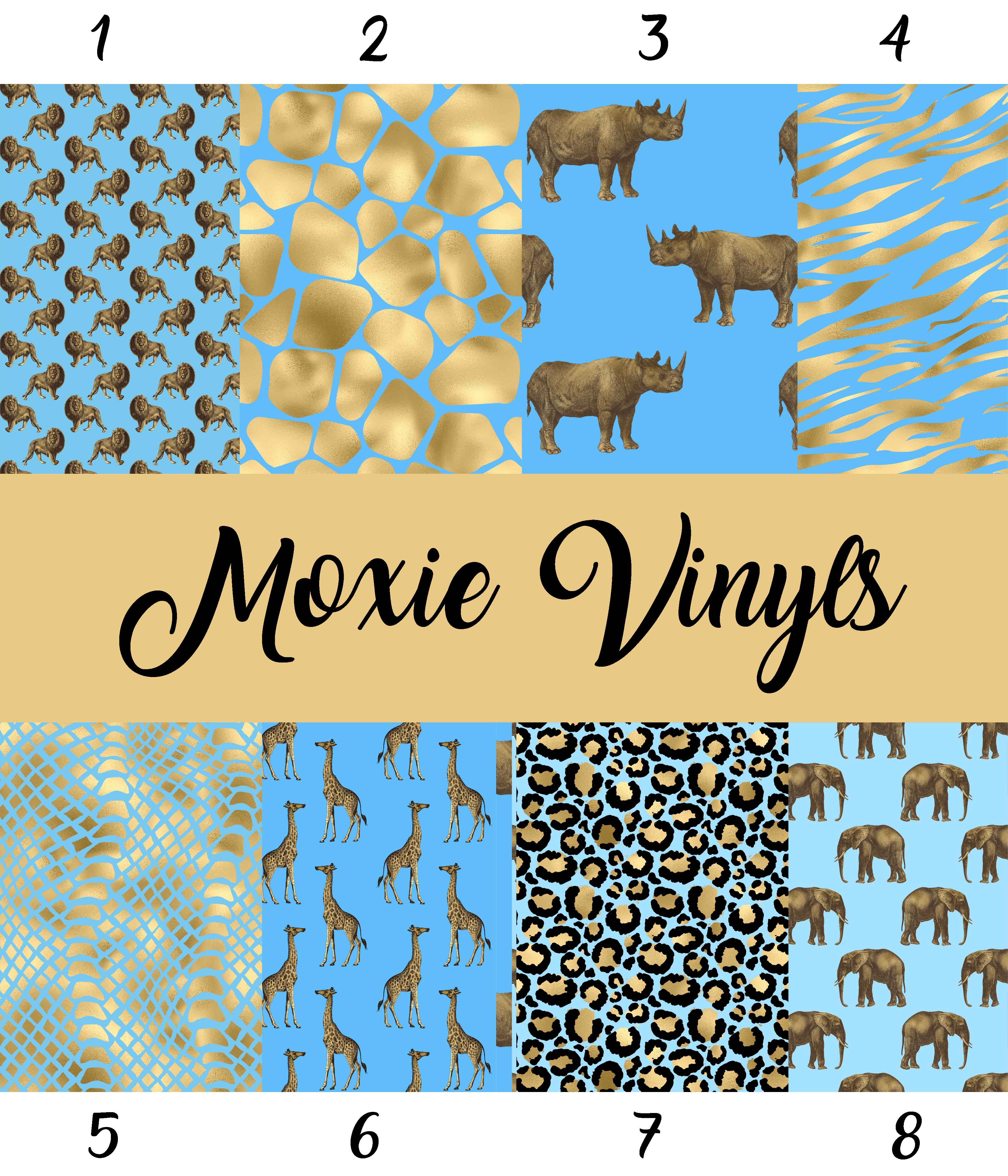 Safari Patterns Vinyl - Blue/Gold