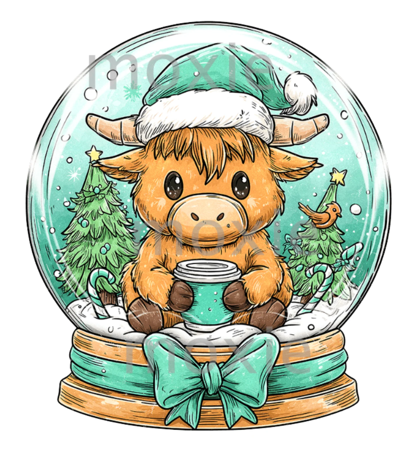 Snow Globe Cow Decal & Acrylic Blank COMBO