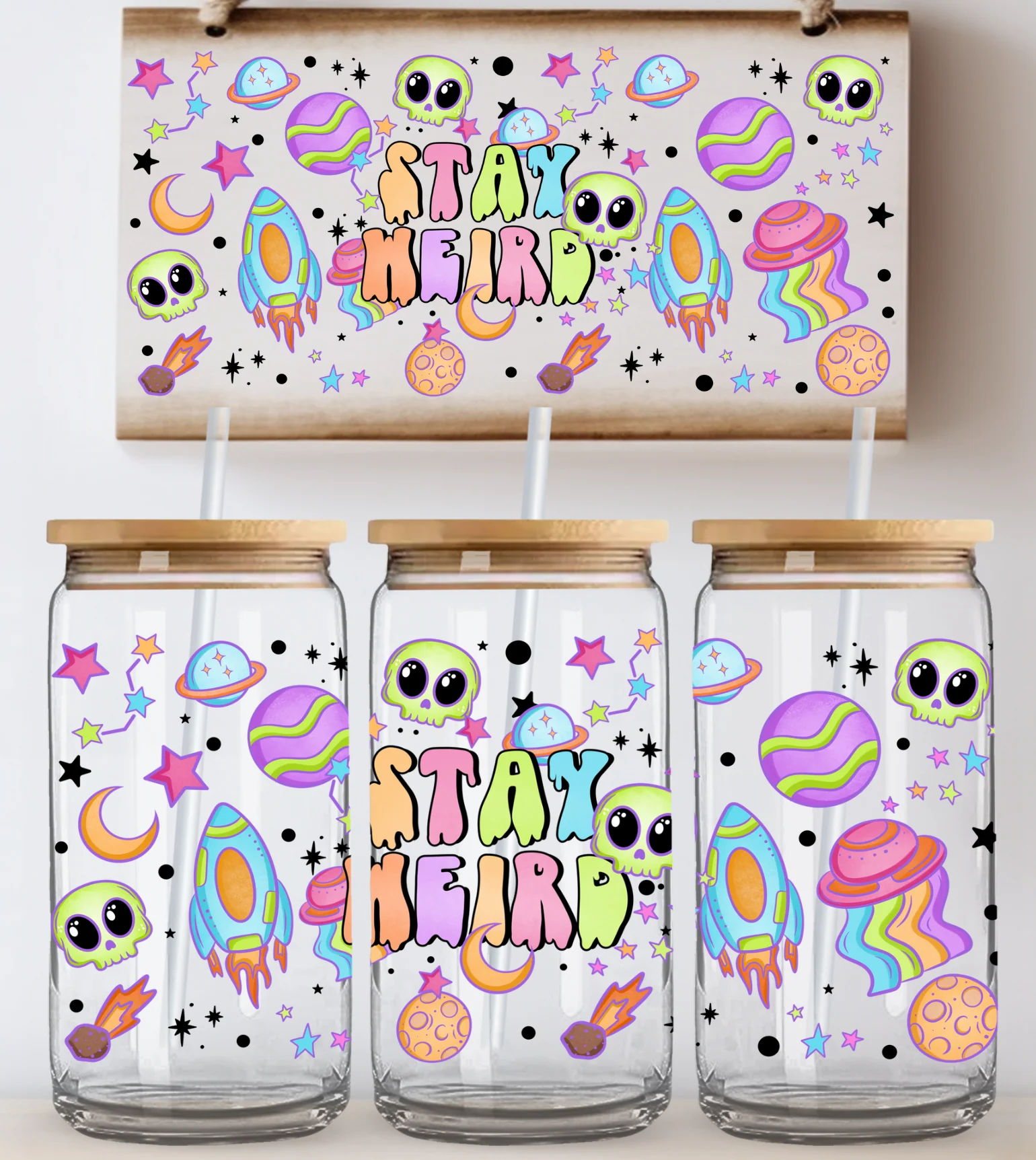 Stay Weird UV DTF Glass Wrap